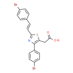 ChemSpider 2D Image | {4-(4-Bromophenyl)-2-[(E)-2-(4-bromophenyl)vinyl]-1,3-thiazol-5-yl}acetic acid | C19H13Br2NO2S