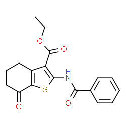 ChemSpider 2D Image | Ethyl 2-(benzoylamino)-7-oxo-4,5,6,7-tetrahydro-1-benzothiophene-3-carboxylate | C18H17NO4S