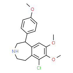 ChemSpider 2D Image | 6-Chloro-2,3,4,5-tetrahydro-7,8-dimethoxy-1-(4-methoxyphenyl)-1H-3-benzazepine | C19H22ClNO3