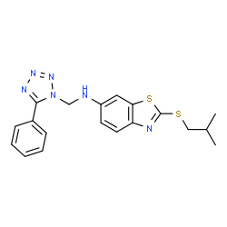 ChemSpider 2D Image | 2-(Isobutylsulfanyl)-N-[(5-phenyl-1H-tetrazol-1-yl)methyl]-1,3-benzothiazol-6-amine | C19H20N6S2