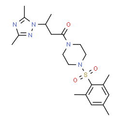 ChemSpider 2D Image | 3-(3,5-Dimethyl-1H-1,2,4-triazol-1-yl)-1-[4-(mesitylsulfonyl)-1-piperazinyl]-1-butanone | C21H31N5O3S