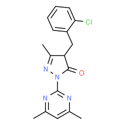 ChemSpider 2D Image | 4-(2-Chlorobenzyl)-2-(4,6-dimethyl-2-pyrimidinyl)-5-methyl-2,4-dihydro-3H-pyrazol-3-one | C17H17ClN4O