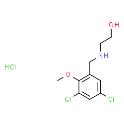 ChemSpider 2D Image | 2-[(3,5-Dichloro-2-methoxybenzyl)amino]ethanol hydrochloride (1:1) | C10H14Cl3NO2