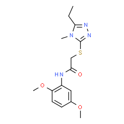 ChemSpider 2D Image | N-(2,5-Dimethoxyphenyl)-2-[(5-ethyl-4-methyl-4H-1,2,4-triazol-3-yl)sulfanyl]acetamide | C15H20N4O3S