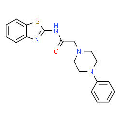 ChemSpider 2D Image | N-(1,3-Benzothiazol-2-yl)-2-(4-phenyl-1-piperazinyl)acetamide | C19H20N4OS