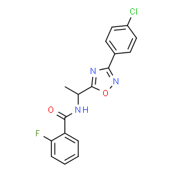 ChemSpider 2D Image | N-{1-[3-(4-Chlorophenyl)-1,2,4-oxadiazol-5-yl]ethyl}-2-fluorobenzamide | C17H13ClFN3O2
