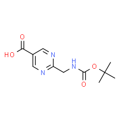 ChemSpider 2D Image | 2-({[(tert-butoxy)carbonyl]amino}methyl)pyrimidine-5-carboxylic acid | C11H15N3O4