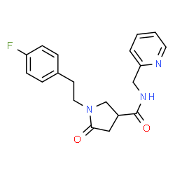 ChemSpider 2D Image | 1-[2-(4-Fluorophenyl)ethyl]-5-oxo-N-(2-pyridinylmethyl)-3-pyrrolidinecarboxamide | C19H20FN3O2