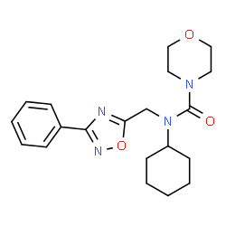 ChemSpider 2D Image | N-Cyclohexyl-N-[(3-phenyl-1,2,4-oxadiazol-5-yl)methyl]-4-morpholinecarboxamide | C20H26N4O3
