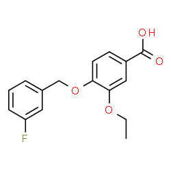 ChemSpider 2D Image | 3-Ethoxy-4-[(3-fluorobenzyl)oxy]benzoic acid | C16H15FO4