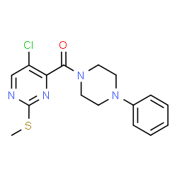 ChemSpider 2D Image | [5-Chloro-2-(methylsulfanyl)-4-pyrimidinyl](4-phenyl-1-piperazinyl)methanone | C16H17ClN4OS