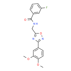 ChemSpider 2D Image | N-{[3-(3,4-Dimethoxyphenyl)-1,2,4-oxadiazol-5-yl]methyl}-3-fluorobenzamide | C18H16FN3O4