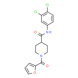 ChemSpider 2D Image | N-(3,4-Dichlorophenyl)-1-(2-furoyl)-4-piperidinecarboxamide | C17H16Cl2N2O3