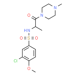 ChemSpider 2D Image | 3-Chloro-4-methoxy-N-[1-(4-methyl-1-piperazinyl)-1-oxo-2-propanyl]benzenesulfonamide | C15H22ClN3O4S