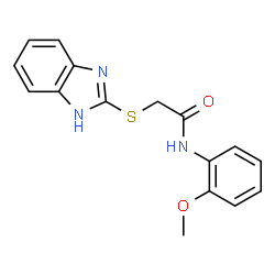 ChemSpider 2D Image | 2-(1H-Benzimidazol-2-ylsulfanyl)-N-(2-methoxyphenyl)acetamide | C16H15N3O2S