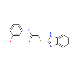 ChemSpider 2D Image | 2-(1H-Benzimidazol-2-ylsulfanyl)-N-(3-methoxyphenyl)acetamide | C16H15N3O2S