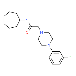 ChemSpider 2D Image | 2-[4-(3-Chlorophenyl)-1-piperazinyl]-N-cycloheptylacetamide | C19H28ClN3O