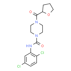 ChemSpider 2D Image | N-(2,5-Dichlorophenyl)-4-(tetrahydro-2-furanylcarbonyl)-1-piperazinecarboxamide | C16H19Cl2N3O3