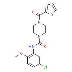 ChemSpider 2D Image | N-(5-Chloro-2-methoxyphenyl)-4-(2-furoyl)-1-piperazinecarboxamide | C17H18ClN3O4