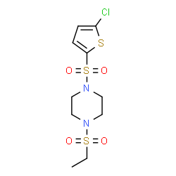 ChemSpider 2D Image | 1-[(5-Chloro-2-thienyl)sulfonyl]-4-(ethylsulfonyl)piperazine | C10H15ClN2O4S3
