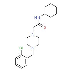 ChemSpider 2D Image | 2-[4-(2-Chlorobenzyl)-1-piperazinyl]-N-cyclohexylacetamide | C19H28ClN3O