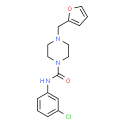 ChemSpider 2D Image | N-(3-Chlorophenyl)-4-(2-furylmethyl)-1-piperazinecarboxamide | C16H18ClN3O2