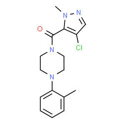 ChemSpider 2D Image | (4-Chloro-1-methyl-1H-pyrazol-5-yl)[4-(2-methylphenyl)-1-piperazinyl]methanone | C16H19ClN4O