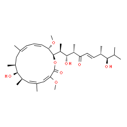 ChemSpider 2D Image | (3E,5Z,7R,8S,9S,11Z,13Z,15S,16R)-16-[(2S,3R,4S,6E,8S,9R)-3,9-Dihydroxy-4,8,10-trimethyl-5-oxo-6-undecen-2-yl]-8-hydroxy-3,15-dimethoxy-5,7,9,11-tetramethyloxacyclohexadeca-3,5,11,13-tetraen-2-one | C35H56O8