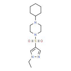 ChemSpider 2D Image | 1-Cyclohexyl-4-[(1-ethyl-1H-pyrazol-4-yl)sulfonyl]piperazine | C15H26N4O2S