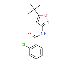ChemSpider 2D Image | 2-Chloro-4-fluoro-N-[5-(2-methyl-2-propanyl)-1,2-oxazol-3-yl]benzamide | C14H14ClFN2O2