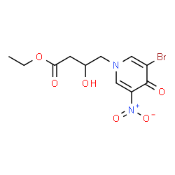 ChemSpider 2D Image | Ethyl 4-(3-bromo-5-nitro-4-oxo-1(4H)-pyridinyl)-3-hydroxybutanoate | C11H13BrN2O6