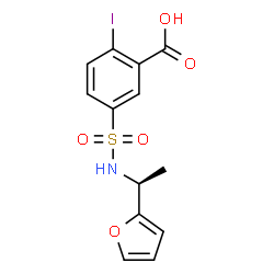 ChemSpider 2D Image | 5-{[(1S)-1-(2-Furyl)ethyl]sulfamoyl}-2-iodobenzoic acid | C13H12INO5S