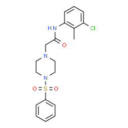 ChemSpider 2D Image | N-(3-Chloro-2-methylphenyl)-2-[4-(phenylsulfonyl)-1-piperazinyl]acetamide | C19H22ClN3O3S