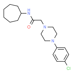 ChemSpider 2D Image | 2-[4-(4-Chlorophenyl)-1-piperazinyl]-N-cycloheptylacetamide | C19H28ClN3O