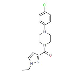 ChemSpider 2D Image | [4-(4-Chlorophenyl)-1-piperazinyl](1-ethyl-1H-pyrazol-3-yl)methanone | C16H19ClN4O