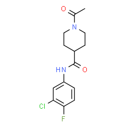 ChemSpider 2D Image | 1-Acetyl-N-(3-chloro-4-fluorophenyl)-4-piperidinecarboxamide | C14H16ClFN2O2