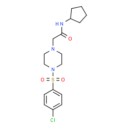 ChemSpider 2D Image | 2-{4-[(4-Chlorophenyl)sulfonyl]-1-piperazinyl}-N-cyclopentylacetamide | C17H24ClN3O3S