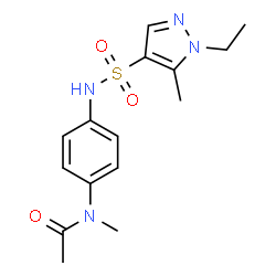 ChemSpider 2D Image | N-(4-{[(1-Ethyl-5-methyl-1H-pyrazol-4-yl)sulfonyl]amino}phenyl)-N-methylacetamide | C15H20N4O3S
