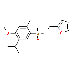 ChemSpider 2D Image | N-(2-Furylmethyl)-5-isopropyl-4-methoxy-2-methylbenzenesulfonamide | C16H21NO4S