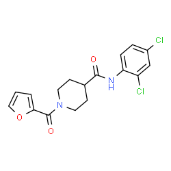 ChemSpider 2D Image | N-(2,4-Dichlorophenyl)-1-(2-furoyl)-4-piperidinecarboxamide | C17H16Cl2N2O3
