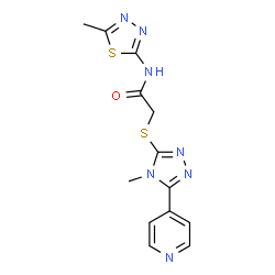 ChemSpider 2D Image | 2-{[4-Methyl-5-(4-pyridinyl)-4H-1,2,4-triazol-3-yl]sulfanyl}-N-(5-methyl-1,3,4-thiadiazol-2-yl)acetamide | C13H13N7OS2