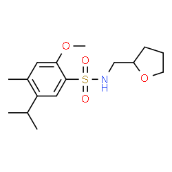 ChemSpider 2D Image | 5-Isopropyl-2-methoxy-4-methyl-N-(tetrahydro-2-furanylmethyl)benzenesulfonamide | C16H25NO4S