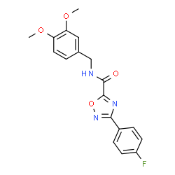 ChemSpider 2D Image | N-(3,4-Dimethoxybenzyl)-3-(4-fluorophenyl)-1,2,4-oxadiazole-5-carboxamide | C18H16FN3O4
