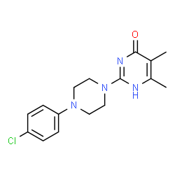 ChemSpider 2D Image | 2-[4-(4-Chlorophenyl)-1-piperazinyl]-5,6-dimethyl-4(1H)-pyrimidinone | C16H19ClN4O