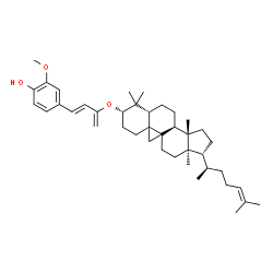 ChemSpider 2D Image | 4-{(1E)-3-[(3beta,9xi,10xi)-9,19-Cyclolanost-24-en-3-yloxy]-1,3-butadien-1-yl}-2-methoxyphenol | C41H60O3