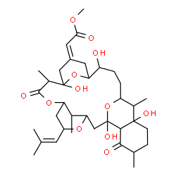 ChemSpider 2D Image | Methyl (2E)-[1,11,16,21-tetrahydroxy-10,20,24,29-tetramethyl-5-(2-methyl-1-propen-1-yl)-9,25-dioxo-4,8,27,28-tetraoxapentacyclo[17.7.1.1~3,7~.1~11,15~.0~21,26~]nonacos-13-ylidene]acetate | C36H54O12