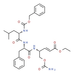 ChemSpider 2D Image | N-[(Benzyloxy)carbonyl]-L-leucyl-N-[(2R,3E)-1-(carbamoyloxy)-5-ethoxy-5-oxo-3-penten-2-yl]-L-phenylalaninamide | C31H40N4O8