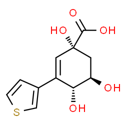 ChemSpider 2D Image | (1R,4R,5R)-1,4,5-Trihydroxy-3-(3-thienyl)-2-cyclohexene-1-carboxylic acid | C11H12O5S