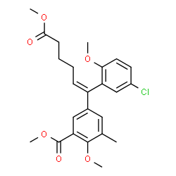 ChemSpider 2D Image | Methyl 5-[(1Z)-1-(5-chloro-2-methoxyphenyl)-6-methoxy-6-oxo-1-hexen-1-yl]-2-methoxy-3-methylbenzoate | C24H27ClO6