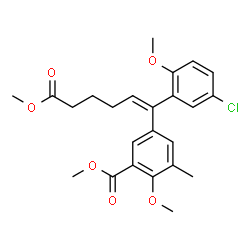 ChemSpider 2D Image | Methyl 5-[(1E)-1-(5-chloro-2-methoxyphenyl)-6-methoxy-6-oxo-1-hexen-1-yl]-2-methoxy-3-methylbenzoate | C24H27ClO6